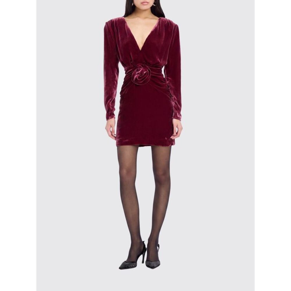 Rotate Women Rotate Velvet Sheath Mini Dress With Padded Shoulders And Flower